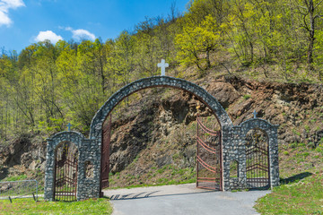 Entrance door to the Serbian monastery