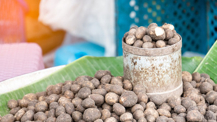 Baked mushrooms that are sold along the side of the road