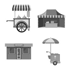 Naklejka premium Isolated object of market and exterior icon. Collection of market and food vector icon for stock.