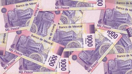 Mexico MXN banknote as background wallpaper using 1000 Peso one thousand Pesos - Image