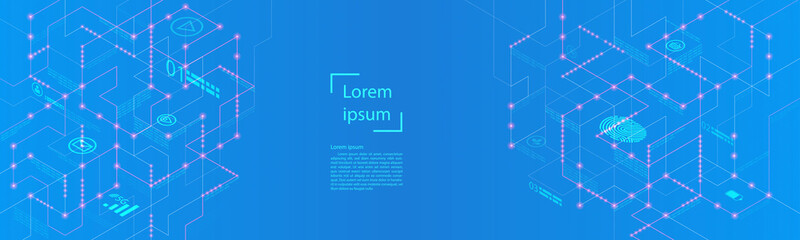 Vector abstract big data.Big data stream futuristic infographic. Colorful particle wave with bokeh.