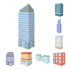 Isolated object of city and build logo. Set of city and apartment vector icon for stock.