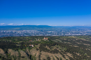 Aerial view of the monastery Shavnabada.Tbilisi. Georgia. Bird's-eye.