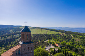 Aerial view of the monastery Shavnabada.Tbilisi. Georgia. Bird's-eye.