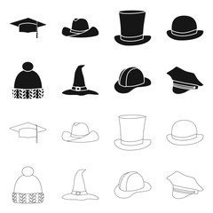 Vector design of clothing and cap logo. Set of clothing and beret vector icon for stock.