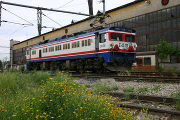 Naklejka premium Electric locomotives and their electronic circuits from modern means of transport. These trains don't pollute the air at all.