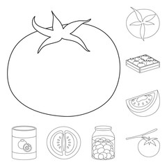 Vector illustration of tomat and diet symbol. Collection of tomat and agriculture vector icon for stock.