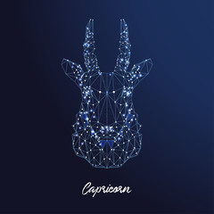 Capricorn zodiac sign. The symbol of the astrological horoscope. Polygonal illustration