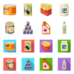 Isolated object of can and food icon. Collection of can and package stock vector illustration.