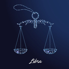 Zodiac sign Libra. The symbol of the astrological horoscope. Polygonal illustration