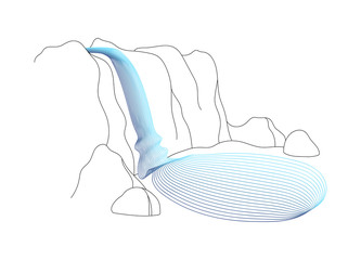 Vector illustration of waterfall cascade