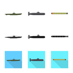 Vector illustration of war  and ship icon. Collection of war  and fleet stock vector illustration.