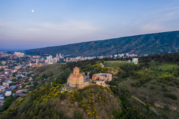 Aerial view of Church by the name of "Fericvalebis" in Tbilisi, Georgia