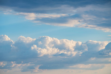 Beautiful blue sky with white clouds background