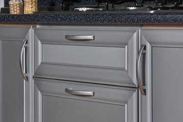 Close up of kitchen cabinet,modern kitchen cabinet details