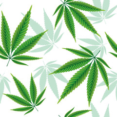 Hemp leaves seamless repetitive vector pattern