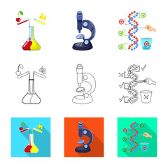 Vector design of test and synthetic sign. Set of test and laboratory stock symbol for web.
