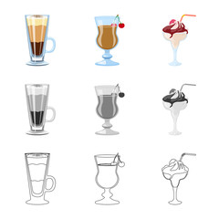 Vector design of liquor and restaurant logo. Set of liquor and ingredient vector icon for stock.