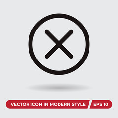 Cross vector icon in modern style for web site and mobile app