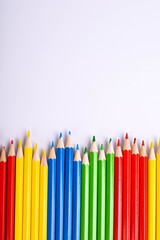  Colorful pencils on white background. Color pencil with copy space