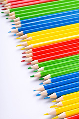  Colorful pencils on white background. Color pencil with copy space