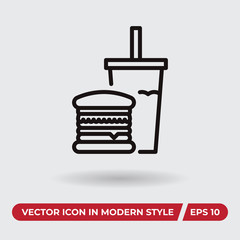Burger vector icon in modern style for web site and mobile app