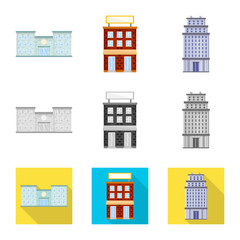 Vector illustration of municipal and center icon. Collection of municipal and estate   vector icon for stock.