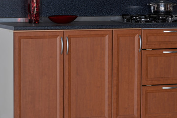 Close up of kitchen cabinet,modern kitchen cabinet details