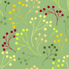 Seamless pattern with abstract branches colorful tones on olive  for decoration different things