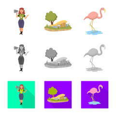 Vector design of nature  and fun  sign. Set of nature  and entertainment stock symbol for web.