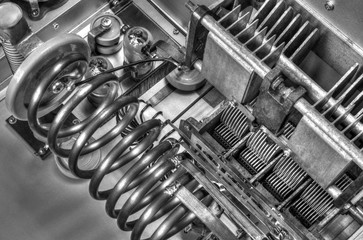 Vacuum tubes shortwave power amplifier in black and white