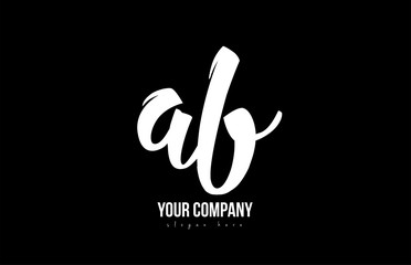  joined ab a b alphabet letter logo icon design black and white