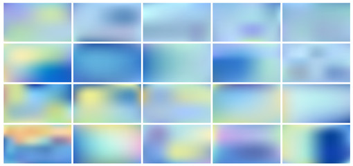 Abstract blue blurred gradient. Backgrounds nature with light for product presentation, brochure, flyer, poster, banner. Horizontal vector illustrations.