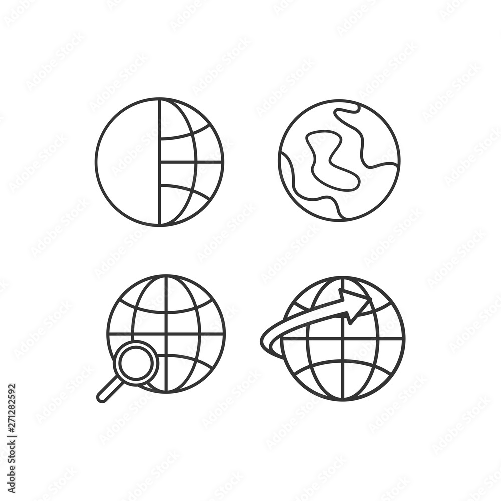 Leinwandbilder web set icon. flat symbol web internet or globe logo vector design template