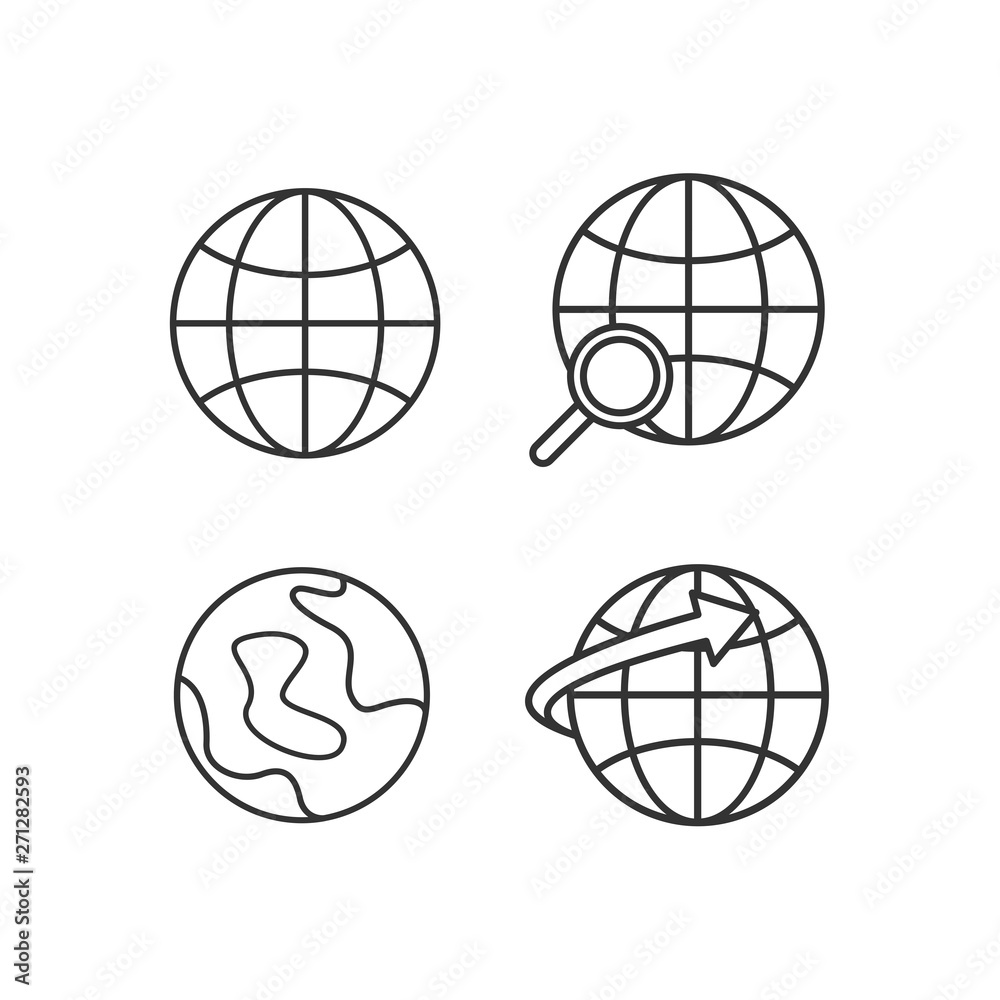 Poster Web set icon. Flat symbol Web internet or globe logo vector design template