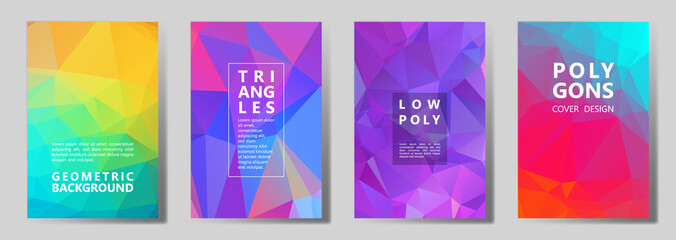 Facet polygonal abstract cover pages, low poly set