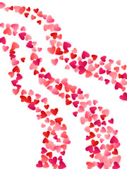 Red flying hearts bright love passion vector background.