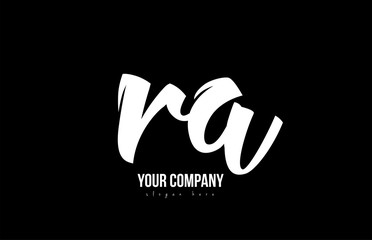 joined ra r a alphabet letter logo icon design black and white