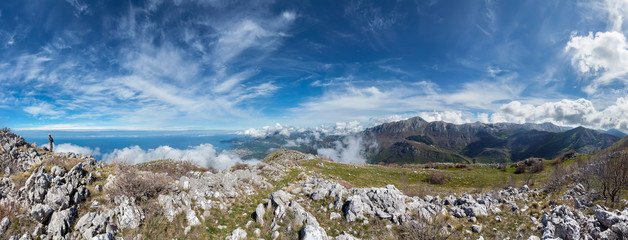 The birth of clouds in the Balkan mountains. Montenegro.