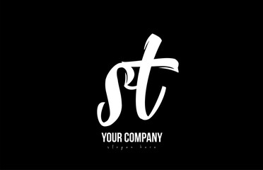 joined st s t alphabet letter logo icon design black and white