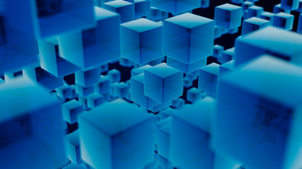 Blue Translucent Cubes Background