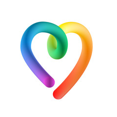 Rainbow heart on white background isolated 3d