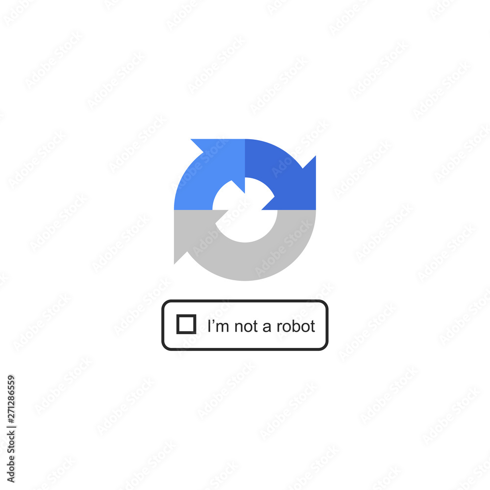 Poster ReCaptcha icon vector on white background. access captcha like i'm not a robot.