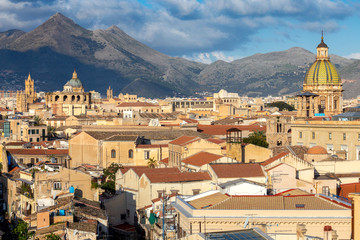 Fototapeta na wymiar Palermo. Aerial view of the city early morning.