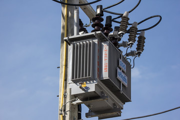 Closeup Eletricity line and electricity post