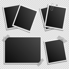 Photo frames vector set - digital photo frames design. Illustration of photography empty for album