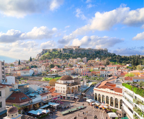 Obraz premium Skyline of Athenth with Acropolis hill