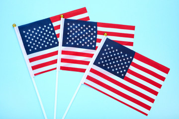American flags on blue background