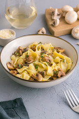 Tagliatelle pasta with mushrooms