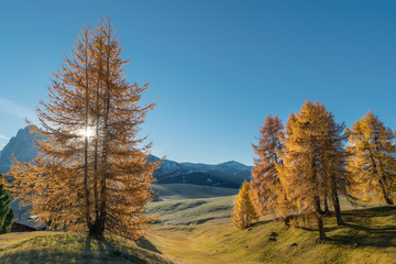 Landscape with sunny day in Dolomites mountans